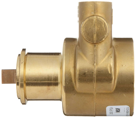 Side view of Procon 114B240F11BA Brass Rotary Vane Pump, 1/2" NPTF, 260 GPH showcasing brass construction and ports