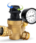 No Tool Required RV Water Pressure Regulator With Gauge For Campers, Brass Lead-Free Water Pressure Reducer With Adjustable Knob And Inlet Screen Filter, Keeps Your Water Flow Safe, Steady, And Dependable, Risornda