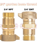 Two brass RV water pressure regulators with 3/4 inch garden hose threads and pressure settings for campers and travel trailers.