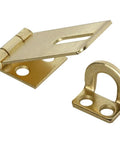 1-3/4 Inch Brass Safety Hasp With Rigid Non-Swivel Staple for Interior and Exterior Use, Durable Hot Rolled Steel Construction