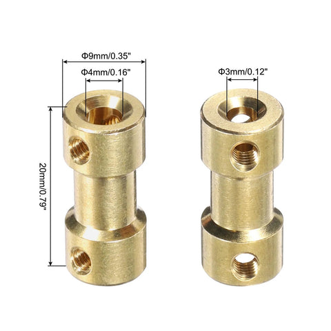 Brass Shaft Coupling 3mm To 4mm Kit For RC Models with dimensions showing hole and height