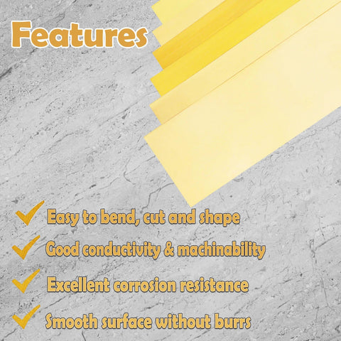 Brass Shim Stock Assortment 1 Inch By 6 Inch 6 Pieces With Thicknesses 0.002 0.004 0.006 0.008 0.012 0.016 Inches features