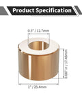 Industrial Sleeve Bearing 1/2 Inch Bore 1 Inch Outer Diameter 11/16 Inch Length Cast Brass Wrapped Oilless Bushing Copper Alloy