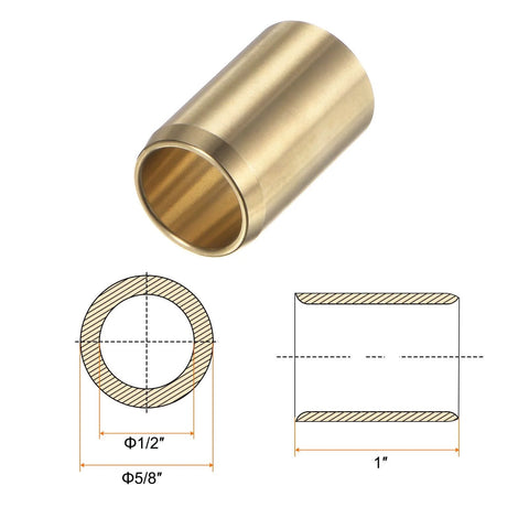 Two Pack Sleeve Bearings With Half Inch Bore Five Eighths Inch Outer Diameter And One Inch Length Wrapped Oilless Brass Alloy Bushings