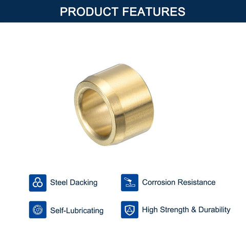 Cast Brass Sleeve Bearing With 1 Quarter Inch Bore, 3 Eighth Inch Outer Diameter, And 1 Quarter Inch Length Self Lubricating Plain Shaft Bushing