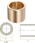 Sleeve Bearing Brass Bushing Oilless Self Lubricating With One Inch Bore And One And One Quarter Inch Outer Diameter And One Inch Overall Length