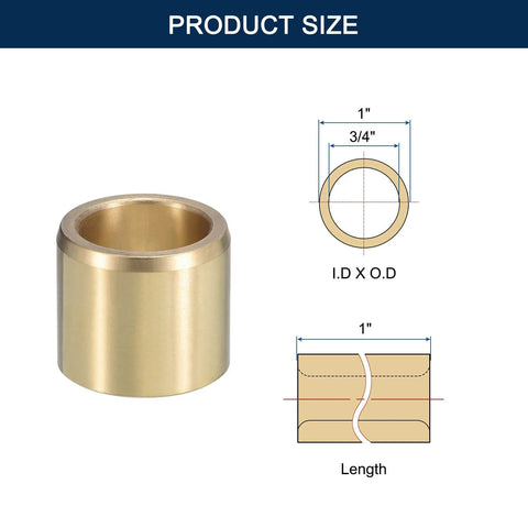 Three Quarter Inch Bore Sleeve Bearing With One Inch Outer Diameter And One Inch Length In Cast Brass Self Lubricating Bushing diagram.