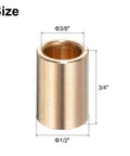 Set Of Four Self Lubricating Brass Sleeve Bearings Three Eighths Inch Bore One Half Inch Outer Diameter Three Quarters Inch Length Brass Bushing For Low Friction Linear Motion Applications, shown with dimensions