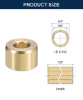 Diagram and image of Brass Sleeve Bearing 3/8 Inch Bore 3/4 Inch Outer Diameter 1/2 Inch Length Self Lubricating Bushing for shafts.