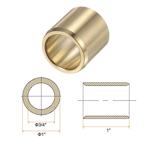 Brass Alloy Sleeve Bearings Three Quarters Inch Bore One Inch Outer Diameter One Inch Length Wrapped Oilless Bushings Diagram
