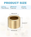 Self Lubricating Brass Sleeve Bearings 6mm Bore 10mm OD 8mm Length Pack Of 8 Gold Tone dimensions