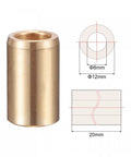 Self Lubricating Cast Brass Sleeve Bearing with 8mm Bore, 12mm Diameter, 20mm Length for High Temp and Corrosive Environments