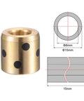 Wrapped Oilless Brass Graphite Sleeve Bearings Set of 2, 8mm Bore, 15mm Outer Diameter, 15mm Length, Self Lubricating Bushings With Graphite For Low Maintenance, High Load Capacity, And Smooth, Quiet Motion