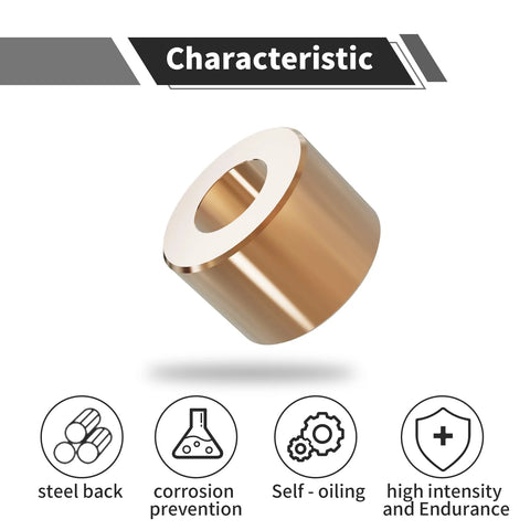 Industrial Sleeve Bearing 1/2 Inch Bore 1 Inch Outer Diameter 11/16 Inch Length Cast Brass Wrapped Oilless Bushing Copper Alloy on white background
