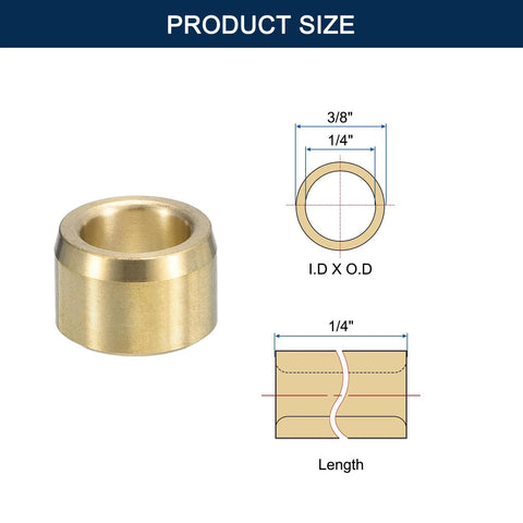 Cast Brass Sleeve Bearing One Quarter Inch Bore Three Eighths Inch Outer Diameter One Quarter Inch Length diagram and dimensions