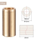 Self Lubricating Cast Brass Sleeve Bearings 8mm Bore 12mm OD 25mm Length 2 Pack Bushing with specifications diagram