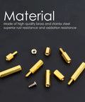 134 Pcs Raspberry Pi Standoffs M2.5 Spacers Screws Nuts Brass Kit on black background highlighting rust-resistant materials