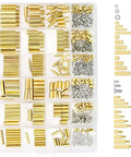 Brass M2 M2.5 M3 Spacers And Standoffs Kit With Screws Nuts And Tweezers 420 Pieces in a clear case for electronics projects.