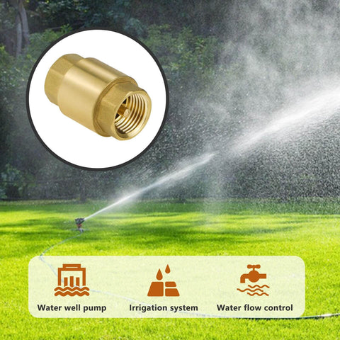 Brass NPT One Half Inch Spring Check Valve Two Pack With Female Threads Backflow Preventer for irrigation system.