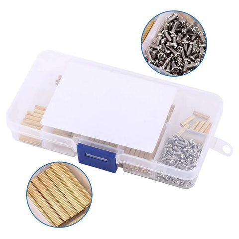 Brass Standoff Kit 270 Pieces M2 Female Thread Spacers With Storage Box for PCB motherboard electronics hardware installation.