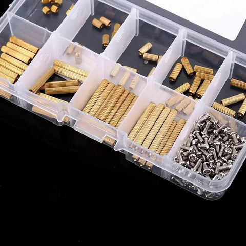 Brass Standoff Kit 270 Pieces M2 Female Thread Spacers With Storage Box for PCB Motherboard Electronics Hardware Installation