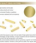 220 Piece M3 Brass Standoffs Kit With Screws And Nuts, display of hex spacers with durability features highlighted.