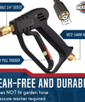 Pressure Washer Gun Replacement With M22 Inlet Extension Wand And One Quarter Inch Quick Connector Coupler Brass And Steel Construction For Durable Leakproof Power Washing