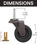 Brass Stem Casters With 2 Inch Rubber Wheels For Furniture Set Of Four Smooth Mobility Prevents Floor Scratches Durable