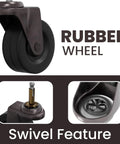 Brass Stem Casters With 2 Inch Rubber Wheels For Furniture Set Of Four Smooth Mobility Prevents Floor Scratches Durable Antique Style Hardware close-up