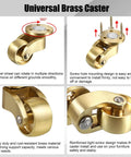 4PCS Universal Brass Stem Casters 1 Inch Furniture Caster Wheels with swivel mechanism and screw hole mounting design