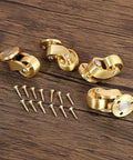 4PCS Universal Brass Stem Casters 1 Inch Furniture Caster Wheels with screws on wooden surface