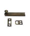 Solid Brass Surface Bolt 4 Inch Antique Brass Brushed Finish Two Pack Made In Taiwan With Mounting Hardware Included