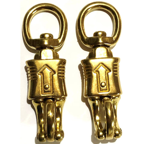 Two Pack Solid Brass Quick Release Panic Snap With Round Swivel One Inch By Four And One Half Inch Leash Hardware for Leads and Get Back Whips