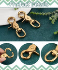 Heavy Duty Swivel Round Snap Clips 2 Pack 2.8 Inch Lobster Claw Hooks for pet leashes and outdoor gear, brass material close-up.