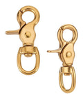 Heavy Duty Swivel Round Snap Clips 2 Pack 2.8 Inch Lobster Claw Hooks in polished brass, corrosion resistant for pet leashes and outdoor gear.