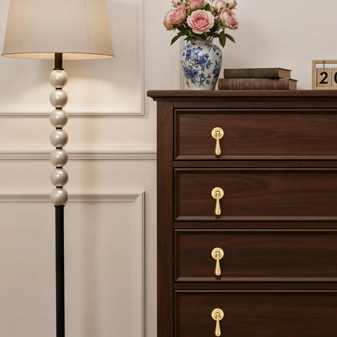 Dresser with Two Pack Solid Brass Cabinet Knobs And Tear Drop Pendant Pulls In Brushed Gold Finish For Cabinets Drawers And Doors