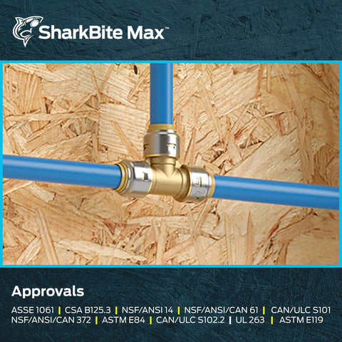Max Push-To-Connect 1 Inch Tee Fitting For PEX Copper CPVC PE-RT HDPE Pipes Brass Plumbing Connector UR374A installed