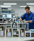 Technician works on 3D printer with All-In-One Heat Set Brass Threaded Inserts Kit For 3D Printing And Plastic Projects Includes M2 M2.5 M3 M4 M5 Knurled Nuts 320 Plus 6-Piece Premium Brass Inserts With Extended Tip Heat Set Tool For DIY Makers And Pros displayed in foreground