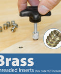 Close-up of threaded knob with spring insert from 46 Piece T Track Bolts And Knobs Kit With 5/16-18 T Bolts And Threaded Knobs For Woodworking Projects.