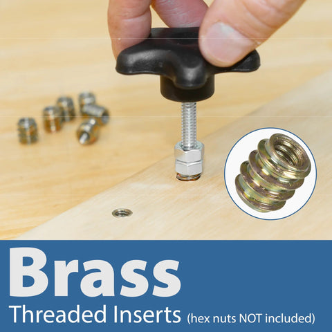 Close-up of threaded knob with spring insert from 46 Piece T Track Bolts And Knobs Kit With 5/16-18 T Bolts And Threaded Knobs For Woodworking Projects.
