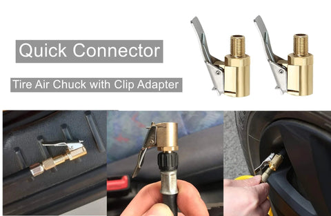 Brass Locking Tire Air Chuck With Clip Adapter No Leakage Nozzle For Vehicle Inflator And Compressor Pump Connectors 8mm Fitting Tool