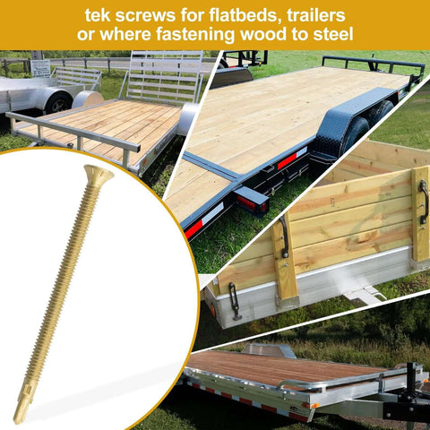 14 x 4 Inch Reamer Tek Torx Star Head Self Drilling Screws With T30 Head Brass Pack Of 25 For Wood To Steel Fastening