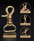 Solid Brass Trigger Snap Hooks Swivel Lobster Clasps For Straps Bags Belting Leathercraft Heavy Duty Clips with 360-degree rotation
