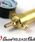 Ultima Vacuum Pump Handle With Gauge close-up, featuring silver aluminum chamber and quick release fittings for precise mechanical work.