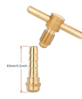 Brass fitting for oxygen welding regulator CGA 540 with dimensions 63mm and 0.2inch displayed for welding equipment use.