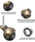 Brass Vintage Antique 2 Inch Ball Caster Wheels Set of 4 Heavy Duty with 5/16 x 1 1/2 Inch Wheels details and components