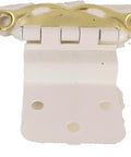 Close-up of ✝️ 2-Pack Brass With White Accented Finish Overlay Hinge With Fasteners, 5-Pairs, showing brass material and hinge design.