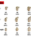 Brass Zerk Grease Fitting Kit Set 135 Pieces For M6 M8 M10 Includes Straight 90 Degree And 45 Degree Angles With Plastic Storage Box
