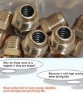 Close-up of Brass Zerk Grease Fitting Kit Set 135 Pieces For M6 M8 M10 Includes Straight 90 Degree And 45 Degree Angles