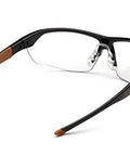 Front view of Braswell 1.5 Diopter Anti Fog Safety Glasses with One Size Fits All Nosepiece, showing flexible half-frame and clear lenses.